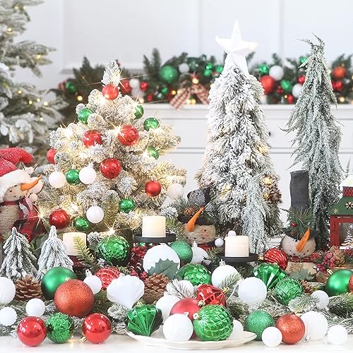 Miniatura 3 de Sea Team - Paquete de 41 esferas navideñas de tamaño mediano de 2.36 pulgadas con cordón para colgar al arbolito, hechas de plástico irrompible,