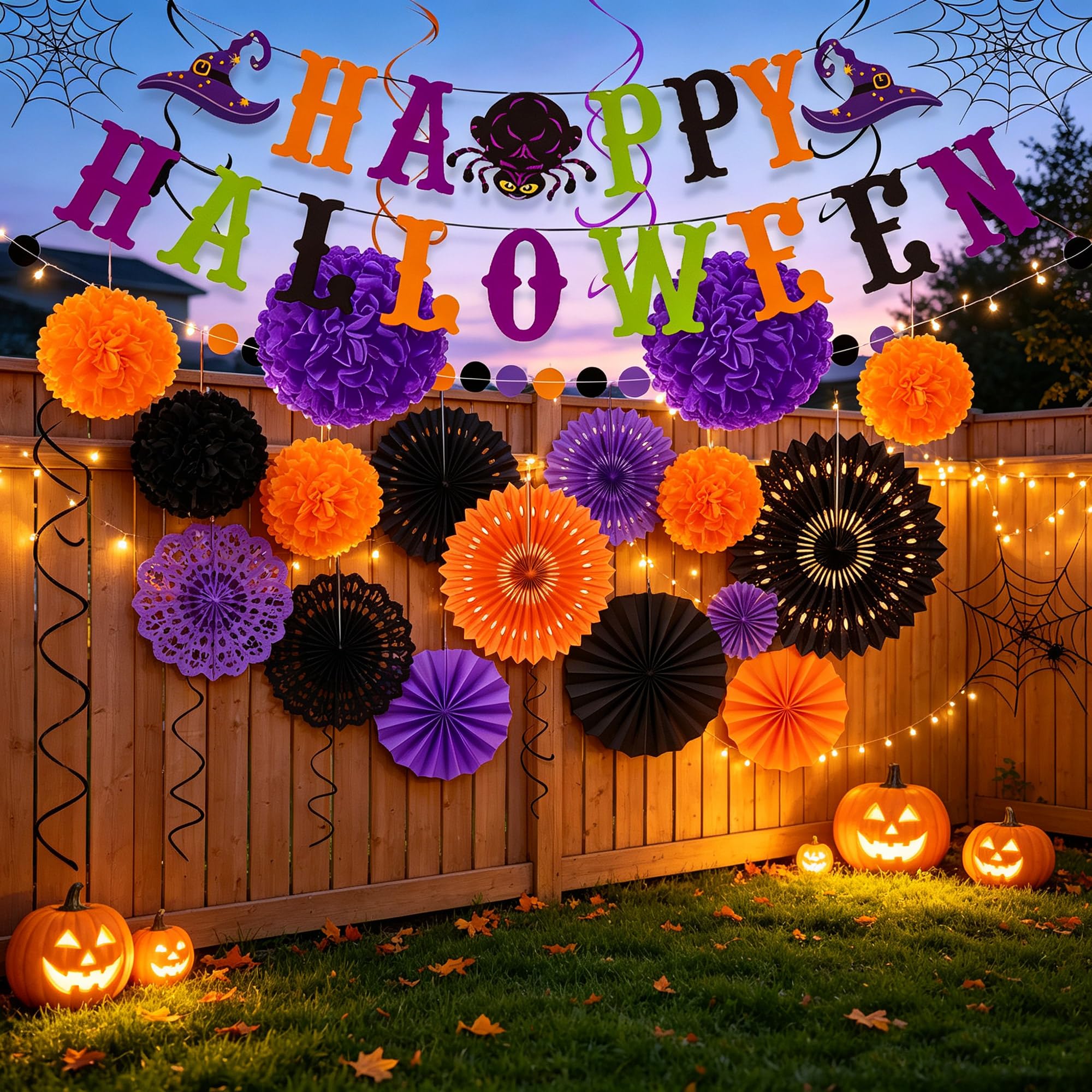 24 decoraciones de fiesta de Halloween, reutilizables para interiores y