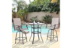 Vongrasig 3-Piece Tall Patio Chairs Set of 2 Outdoor Patio Swivel Bistro Set Clearance