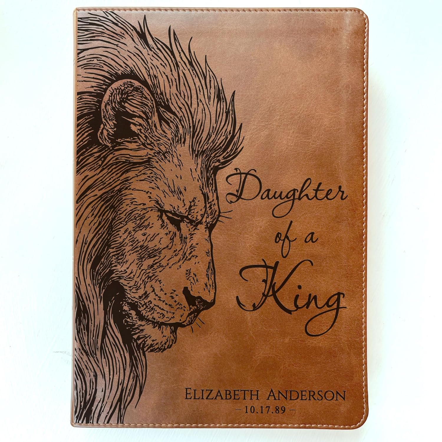 STARKENBURG COMPANY Personalized ESV Large Print Bible, Daughter of a King Lion Design, Custom Engraved Name, Christian Gift, Baptism Gift, Bible Gift for Her