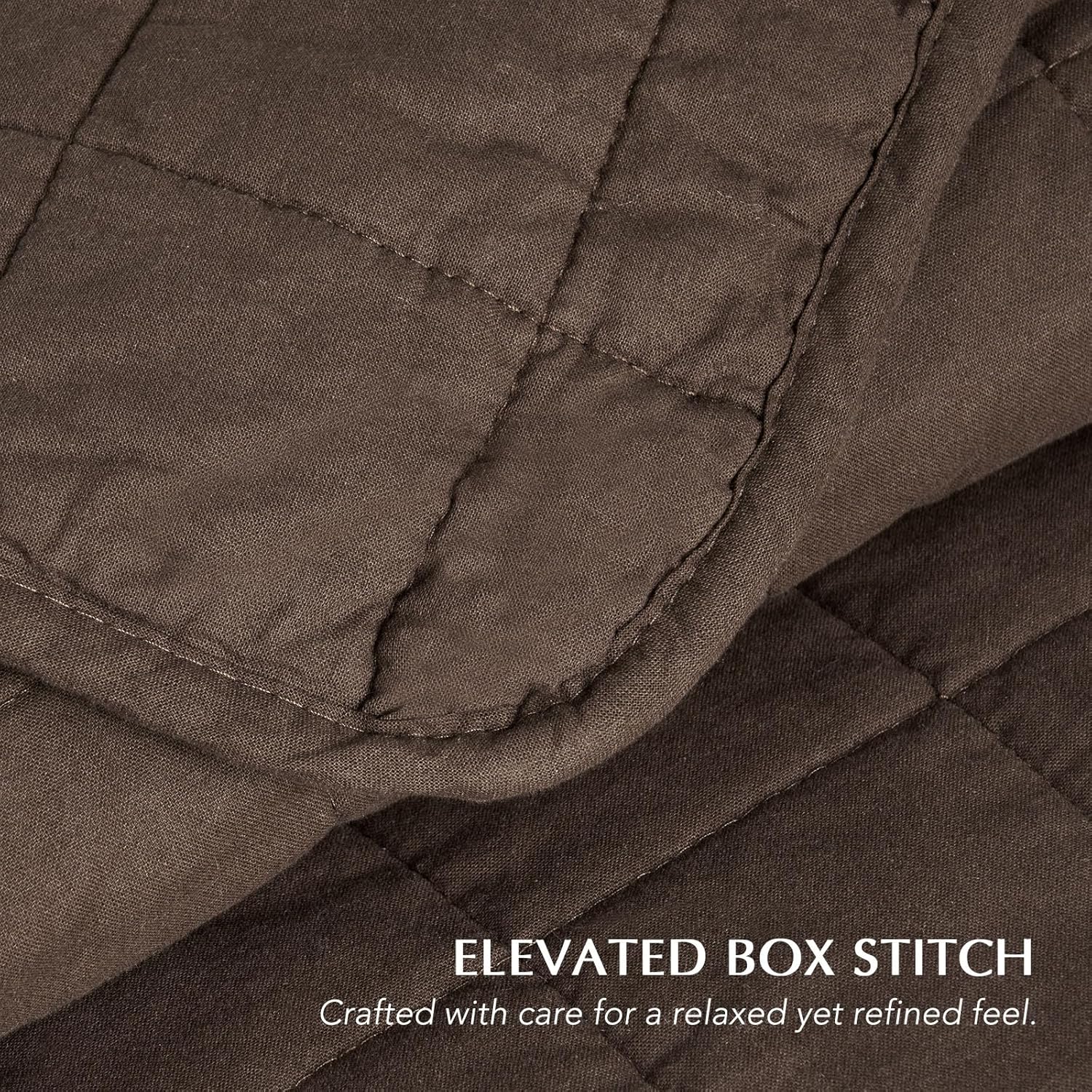 EVERGRACEHOME 100% Cotton Box Stitch Quilt Bedding Set King Size 3 Pieces, Garment-Washed Lightweight Soft Cozy Coverlet, Oversized Quilted Bedspread Sets with 2 Shams for All Season, Cocoa Brown - Image 6