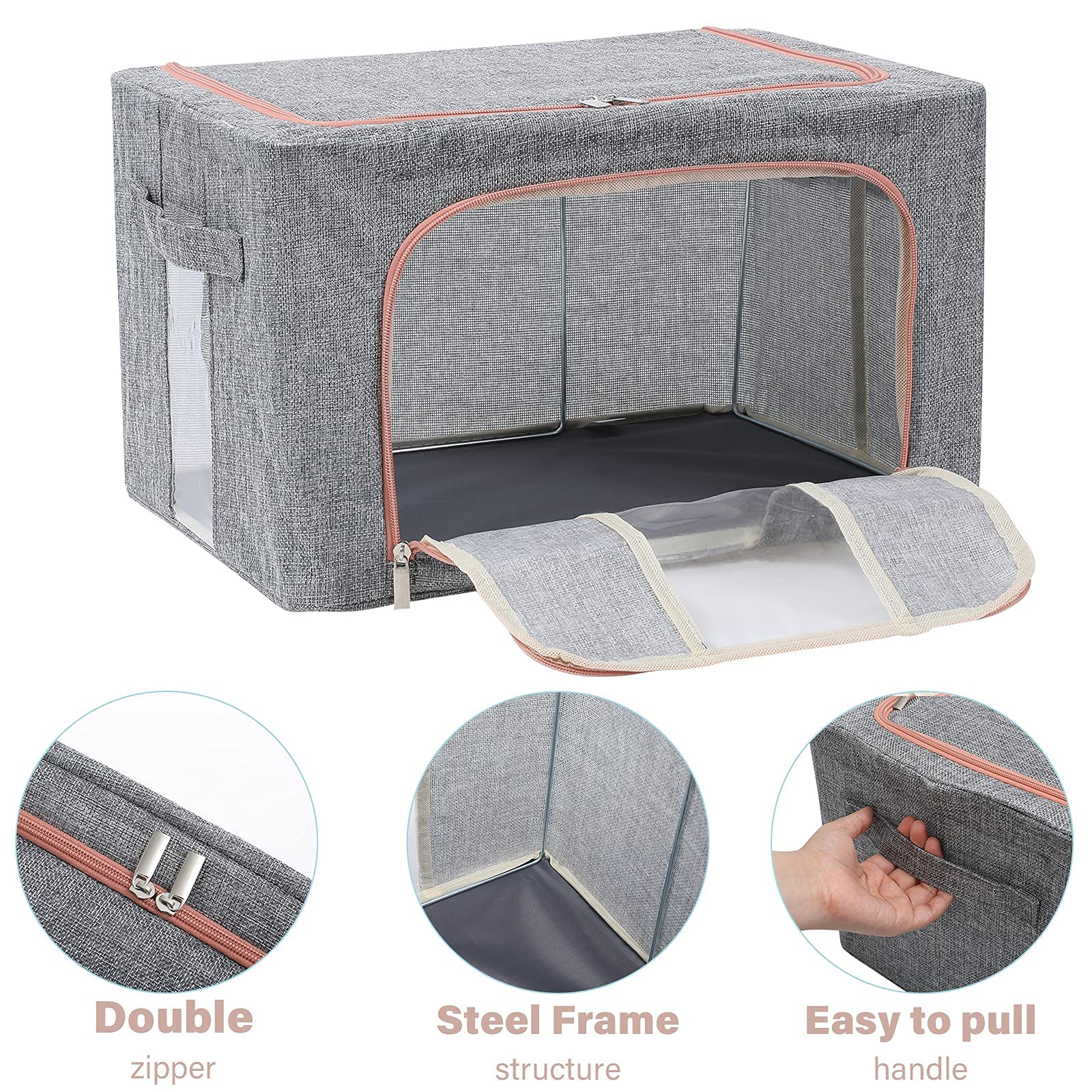 Cubi organizer pieghevoli, contenitori portaoggetti(Gris)