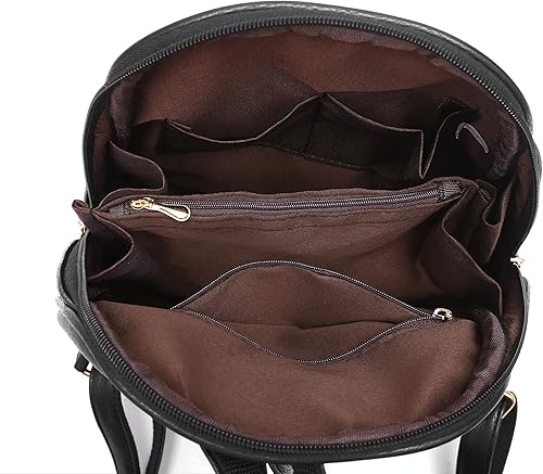 Miniatura 7 de Nevenka mochila informal estilo cartera de imitación cuero con cierre para mujer Black, Brown, granito butterum, Cream White, Gray, Púrpura claro,