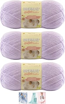 Bernat Softee Baby Yarn 3 Pack Bundle Includes 3 Patterns DK Light Worsted #3  Soft Lilac