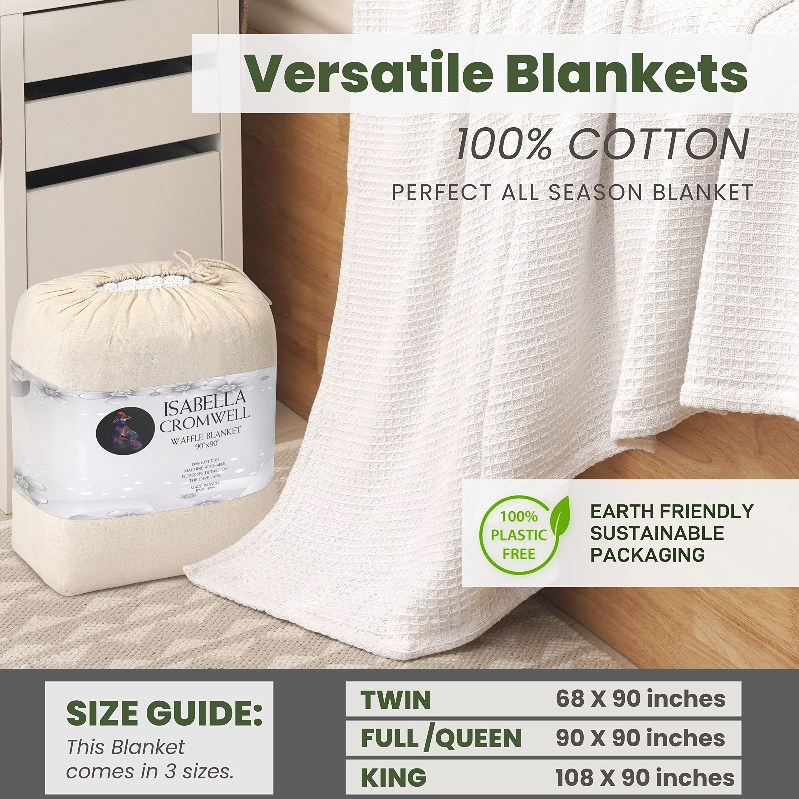Amazon.com: Cotton Blankets, Twin Blanket for Bed, Soft Blanket, Cozy  Blanket, Waffle Weave Blanket, Cooling Blanket, Soft Blankets and Throws,  Winter Blanket Twin Size 90 X 68 - Grey : Home u0026