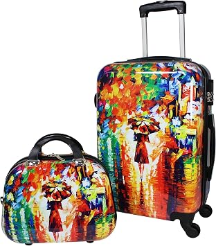 review World Traveler Paris Nights Hardside 2-Piece Carry-on Spinner Luggage Set, Multicolor