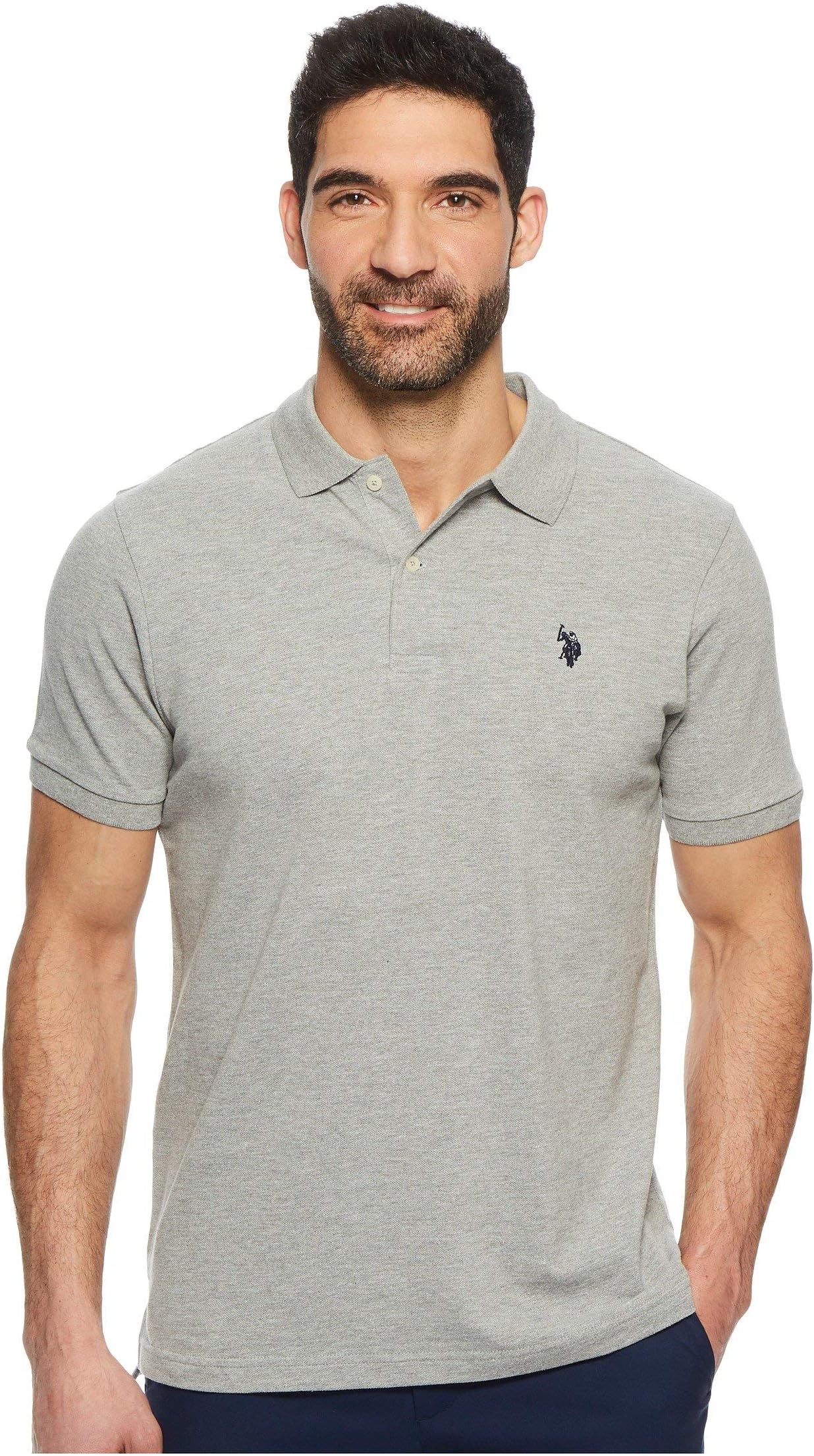 Men's Classic Polo Shirt, Two-Button Closure Pique Polo Shirt, Summer Fashion Golf Shirt