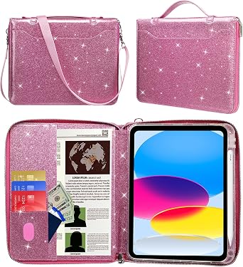 E NET-CASE Case for iPad Air 11-inch M4/M3/M2 2026/2025/2024/iPad A16 11th Gen 11" 2025/iPad 10th Gen 10.9" 2022/iPad Air 5th/4th Gen 2022/2020 10.9,Briefcase-Style Stand CoverRose Pink