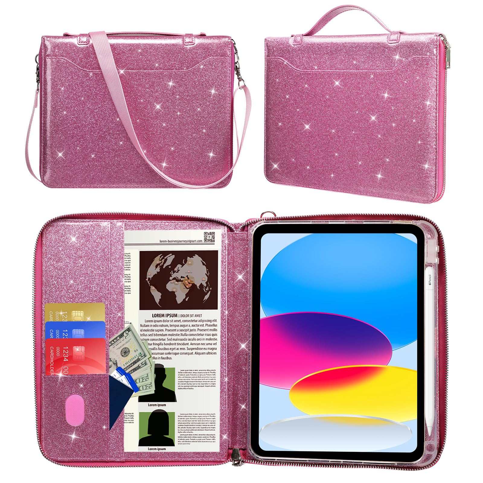 E NET-CASE Funda para iPad (A16) 11ª Generación 2025 11 Pulgadas, iPad 10ª Generación 10,9 Pulgadas 2022,Funda Tipo maletín,Rosa