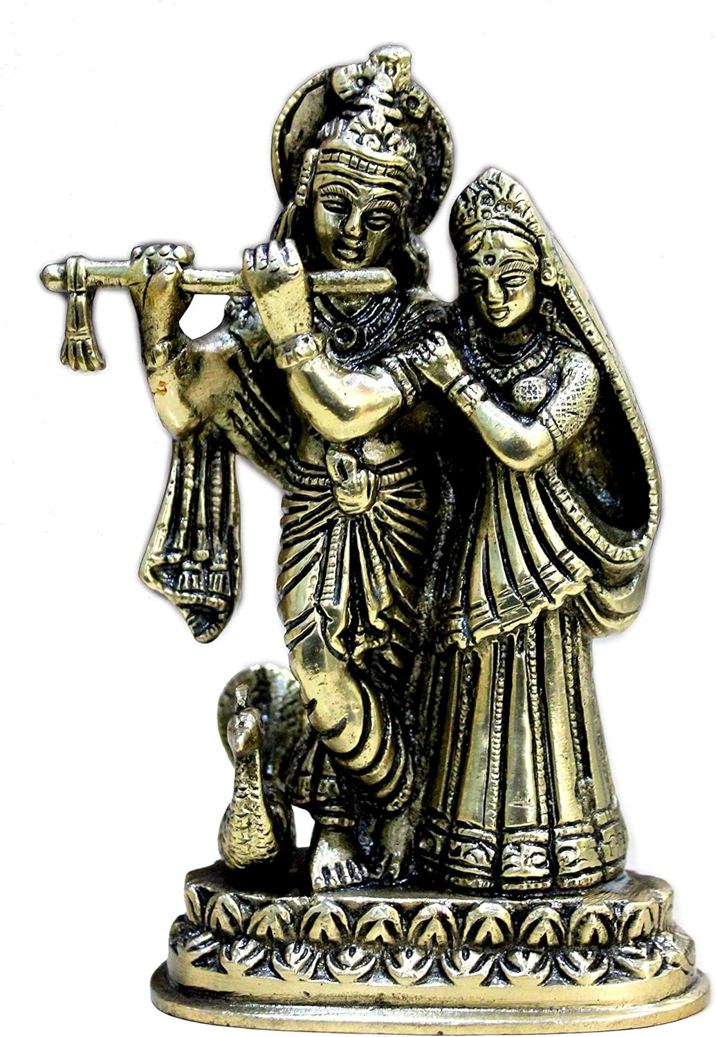 StonKraft - Radha Krishna Pair Murti Idol Statue Sculpture - Brass - 6 - Antique