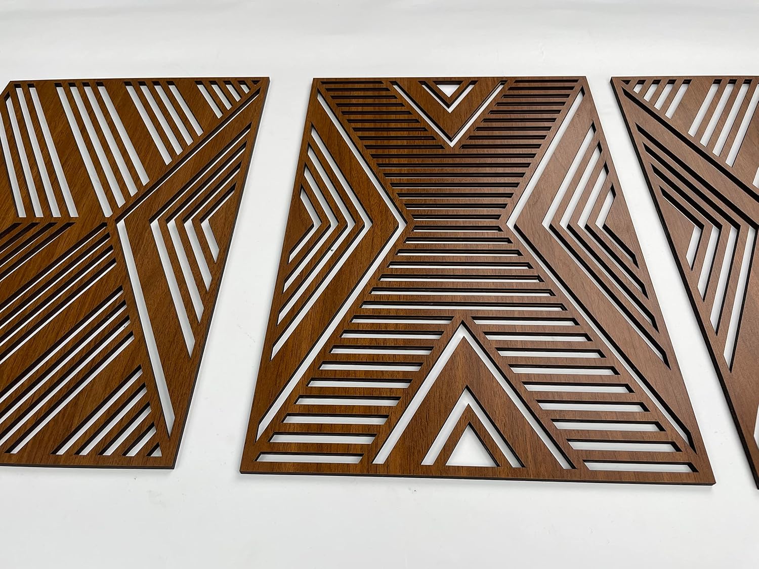 Geometric patterns wood wall art decor, 3 piece wood wall decor, Extra large wooden wall art
