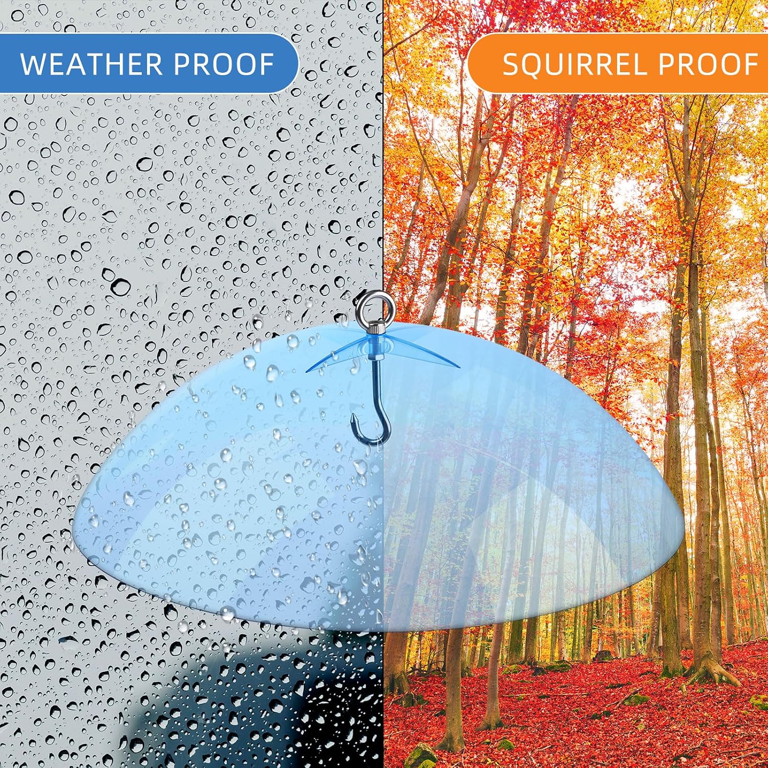 Domensi 4 Pcs 10.2 Inch Plastic Bird Feeders Dome Cover for Hanging Hummingbird Feeder Weather Guard Protective Dome Squirrel Baffle for Bird Feeder Pole Covers (Blue)