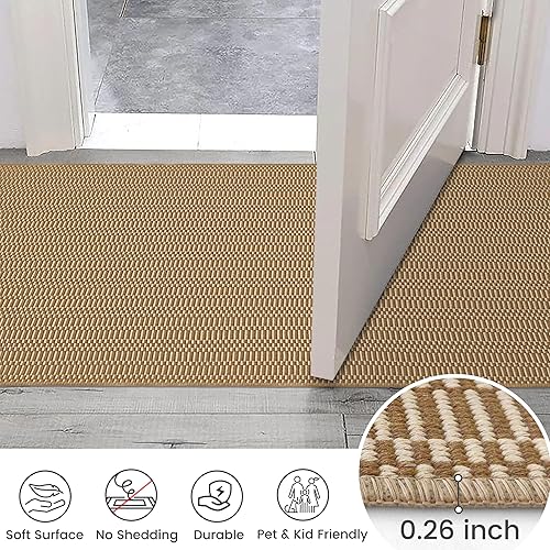 Miniatura 6 de KOZYFLY Alfombra lavable de 2 x 8 pies para pasillo de cocina con parte trasera de goma Bobo natural yute para entrada interior, alfombra para