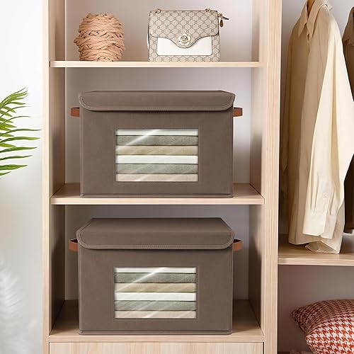 Miniatura 2 de Contenedores de almacenamiento para ropa, 40 L, grandes, plegables, apilables, organizadores de armario, cajas de almacenamiento con tapas, cesta de