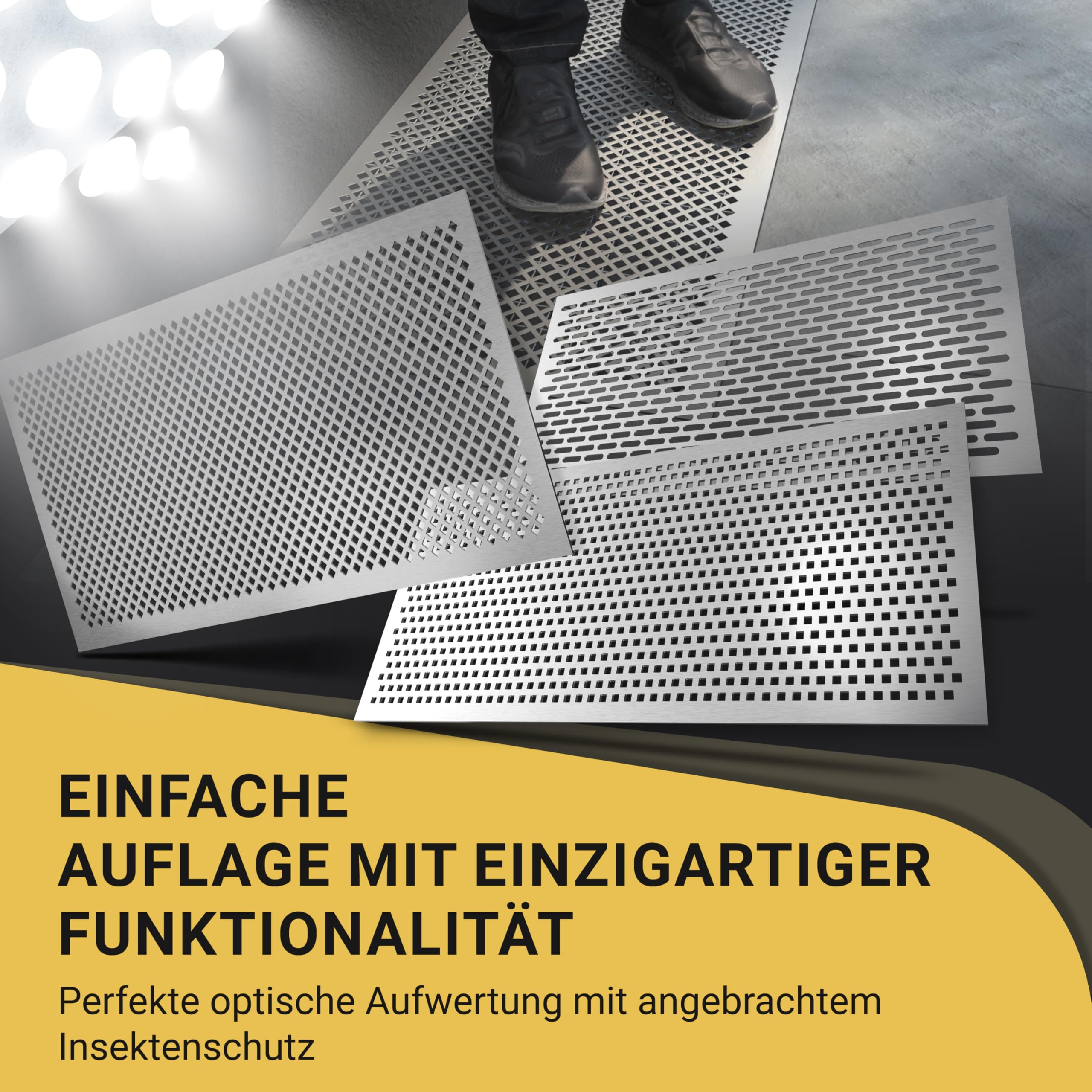 Lichtschachtabdeckung Edelstahl – Mit Insektenschutz - Quadrate - Rostfrei & langlebig – Begehbar – Einfache Montage – Hochwertiges Design & Funktion – Made in Germany
