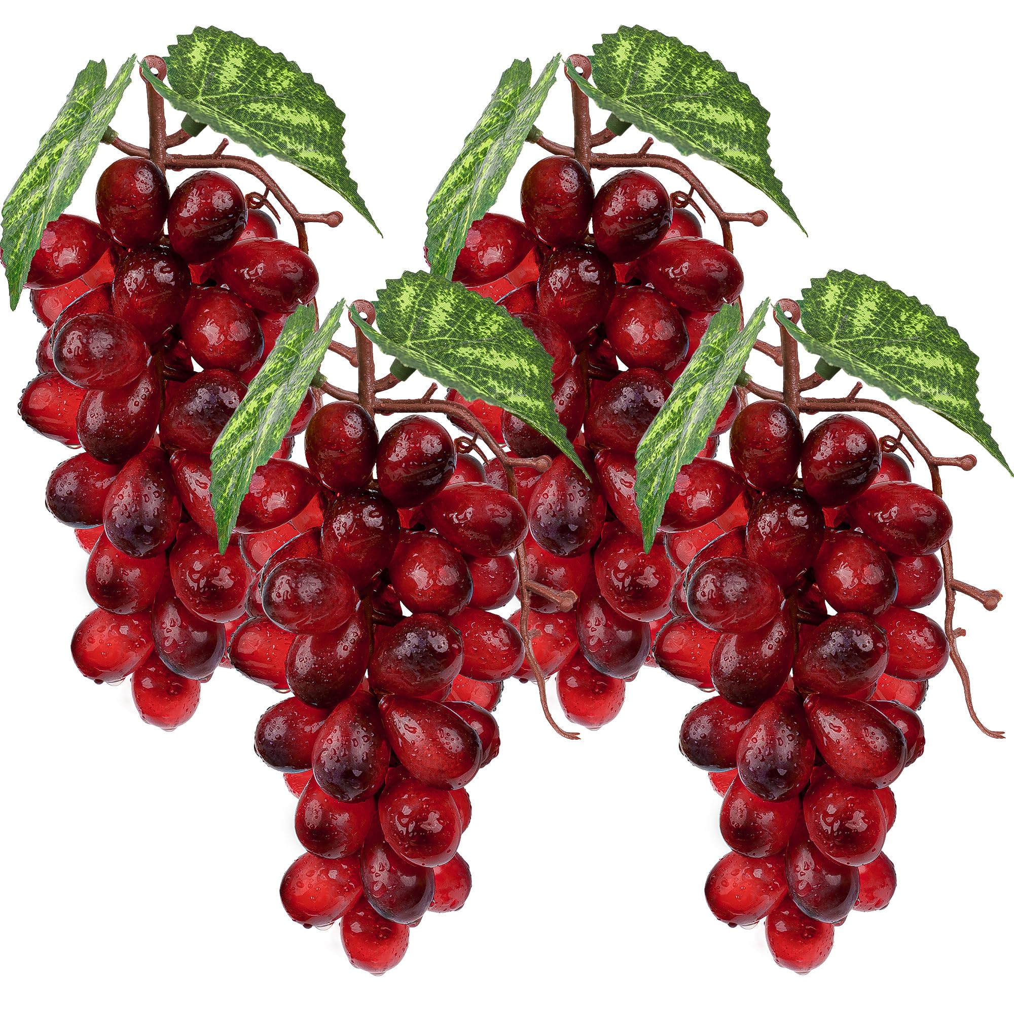Uva artificiale Finta Plastica Frutta Rosso Scuro Uva Stringa Modello Decorazione Festa di Nozze Giardino Frutta Piatto Schizzi Puntelli Puntelli - 4 Mazzi