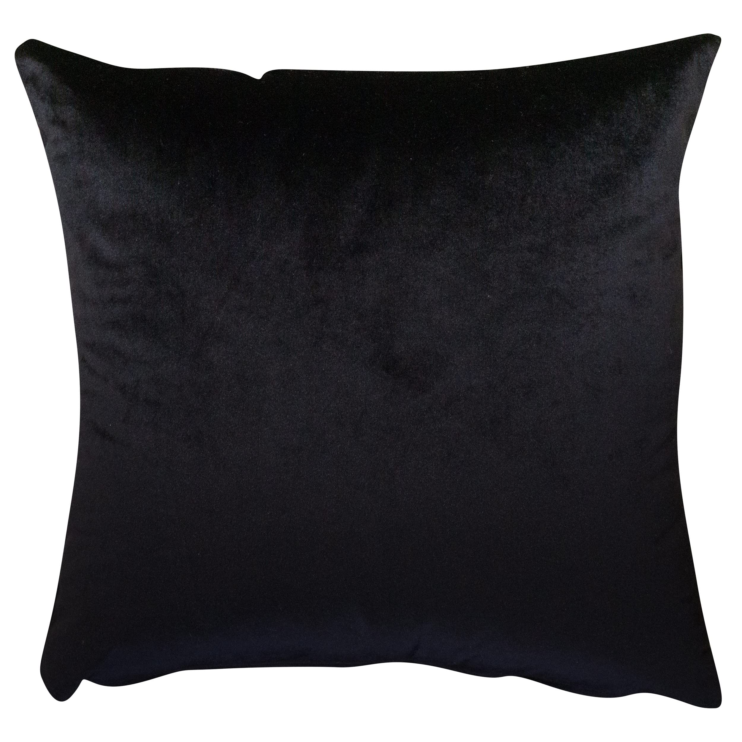 Bella Plain Velvet Cushion Cover. Deep Black Supersoft Velvet Chenille. Modern and On-trend Home Accessory. 17x17" Square Cover Only
