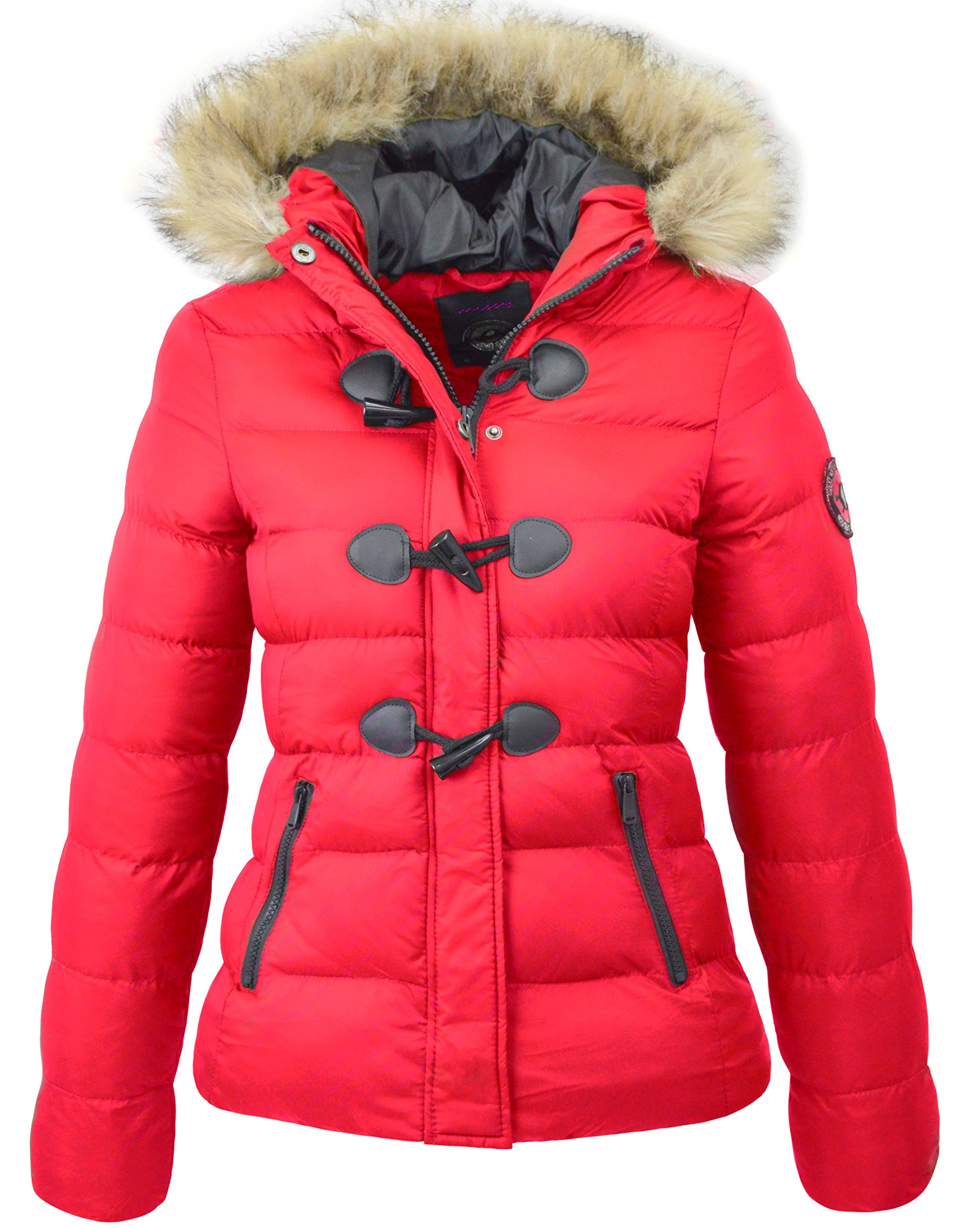 New Womens Ladies Quilted Winter Coat Puffer Fur Collar Hooded Jacket Parka Size WIZZADSHORT 2017