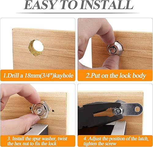 Miniatura 4 de Cerradura de leva para gabinete con llave similar, cerradura de caja de herramientas cilíndrica de 58 pulgadas con llaves, cerradura de cajón segura
