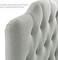 Vista 5 de Modway MOD-5160 Annabel - Cabecero tapizado con botones de estilo capitoné en tela de lino para cama individual en color gris