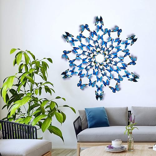 Miniatura 3 de Amaonm 60 piezas, 5 paquetes, hermosas calcomanías de pared de mariposa en 3D, decoraciones de hogar extraíbles, arte decorativo, calcomanías