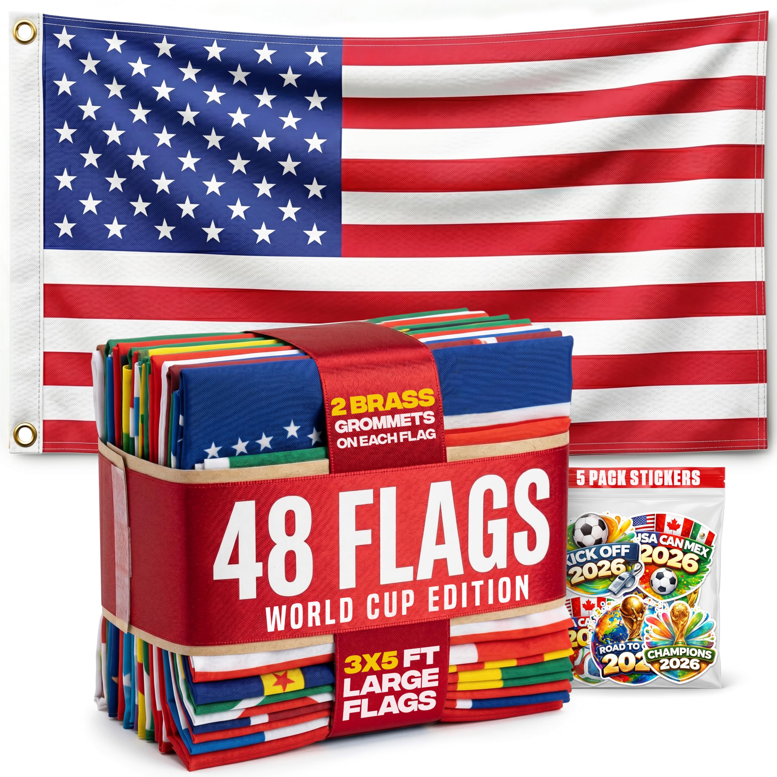 Lot de 48 drapeaux de 0,9 x 1,5 m de grande taille pour pavoisement