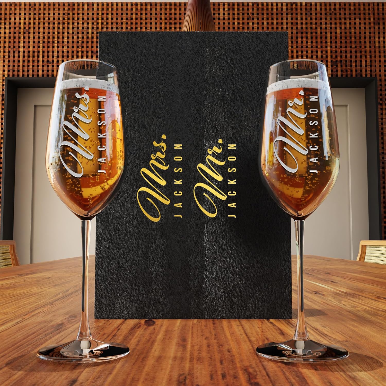 Personalized Champagne Flutes - Set of 2 - Custom Wedding Glasses - Bride & Groom Wedding Gifts for Mr & Mrs - Engagement, Bridal Shower, Anniversary, Gift for Couple - Valentines Day Gift - 6 Designs - Image 9
