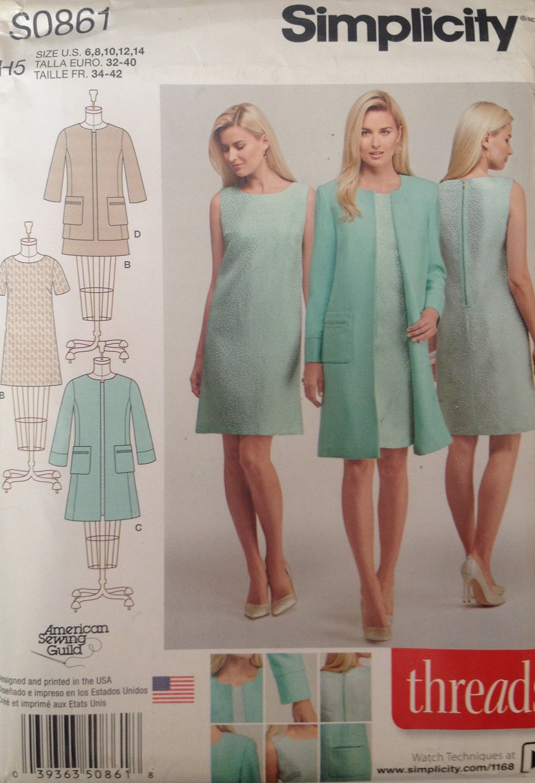 Simplicity S0861 H5 patron de couture pour ajuster un vêtement femme aux tailles 6-14