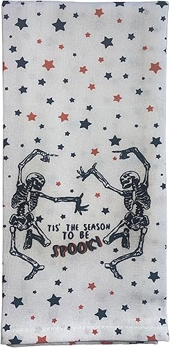 Miniatura 7 de Juego de 6, toallas de cocina 100% algodón para Halloween, casa encantada, Heebies Jeebies, Something Wicked This Way Comes Size: 15 "x 25".