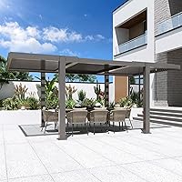 MELLCOM 10x18 Louvered Aluminum Pergola with Adjustable Roof & Drainage - Modern Outdoor Patio Shade Gazebo Carport