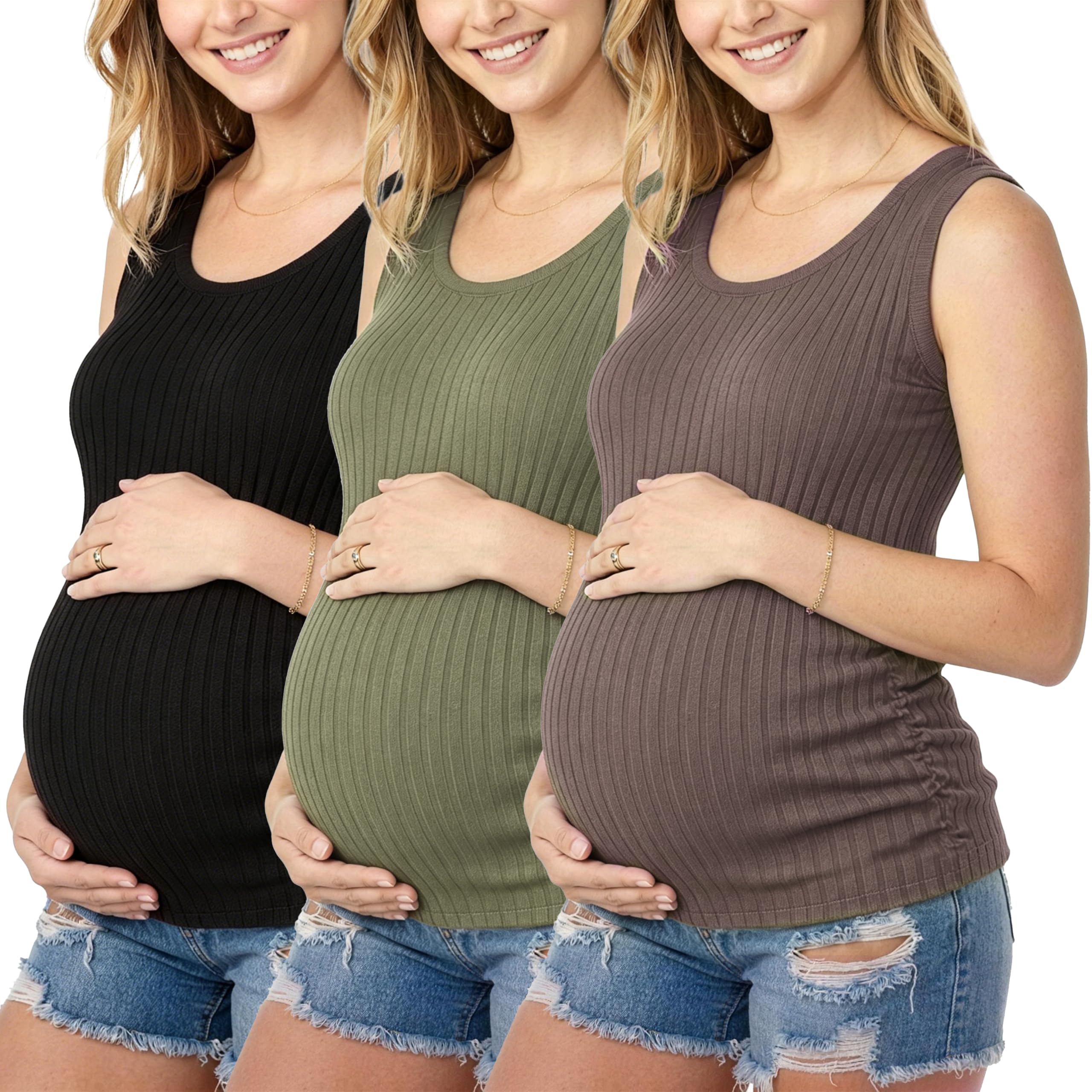 Lot de 3 débardeurs de grossesse sans manches pour femme