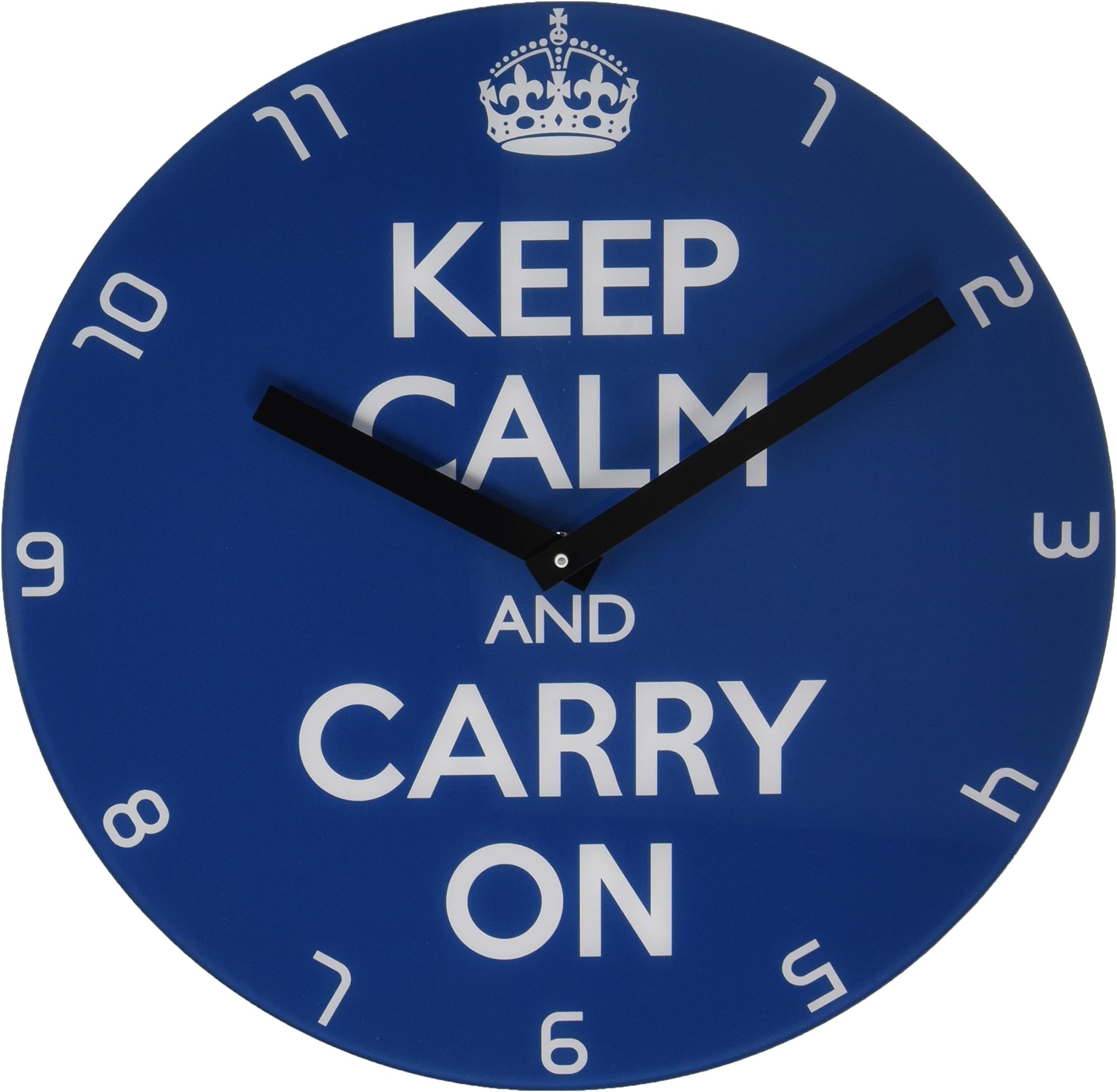 Refelx Non-Ticking Silent Acrylic Wall Clock, Small, Keep Calm and Carry on, Blue