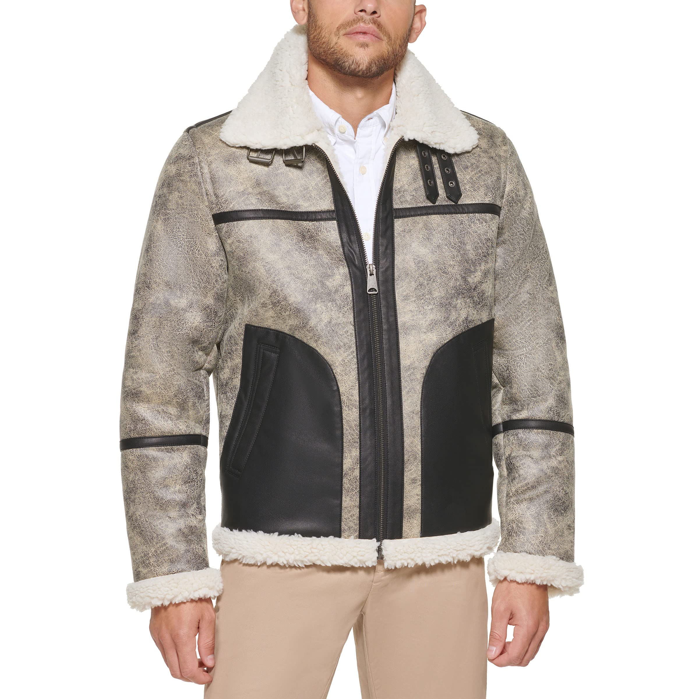 Tommy Hilfiger Adaptive Men's Tommy Hilfiger Men's Faux Shearling Aviator Jacket
