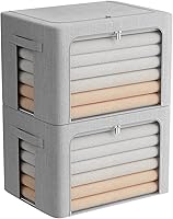 Vista 15 de FHSQX Paquete de 2 contenedores transparentes para almacenamiento de ventana con tela plegable Cajas de almacenamiento de tela para ropa Caja