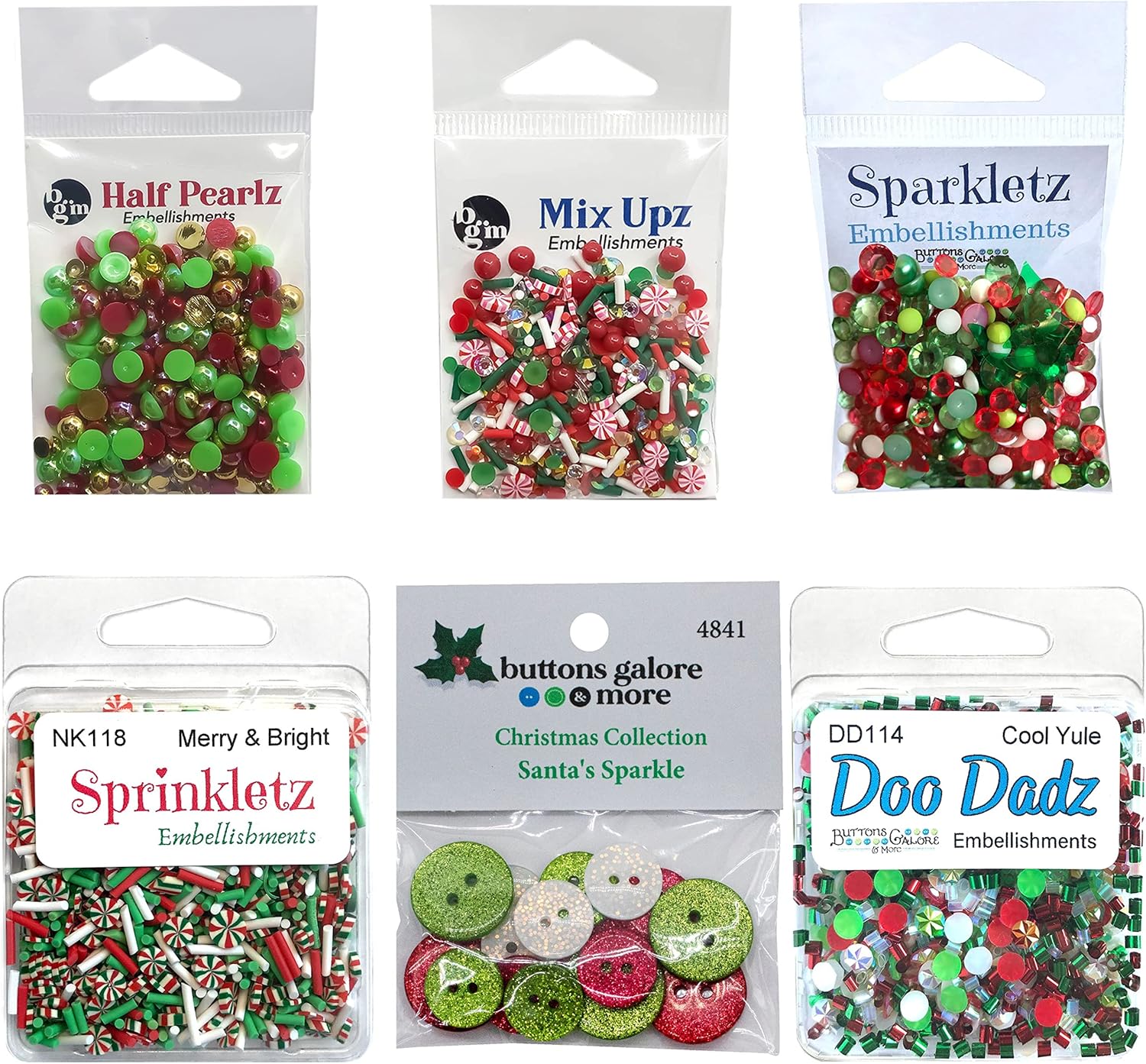 Buttons Galore Christmas Embellishments Varitey Bundle for Crafts and DIY Projects