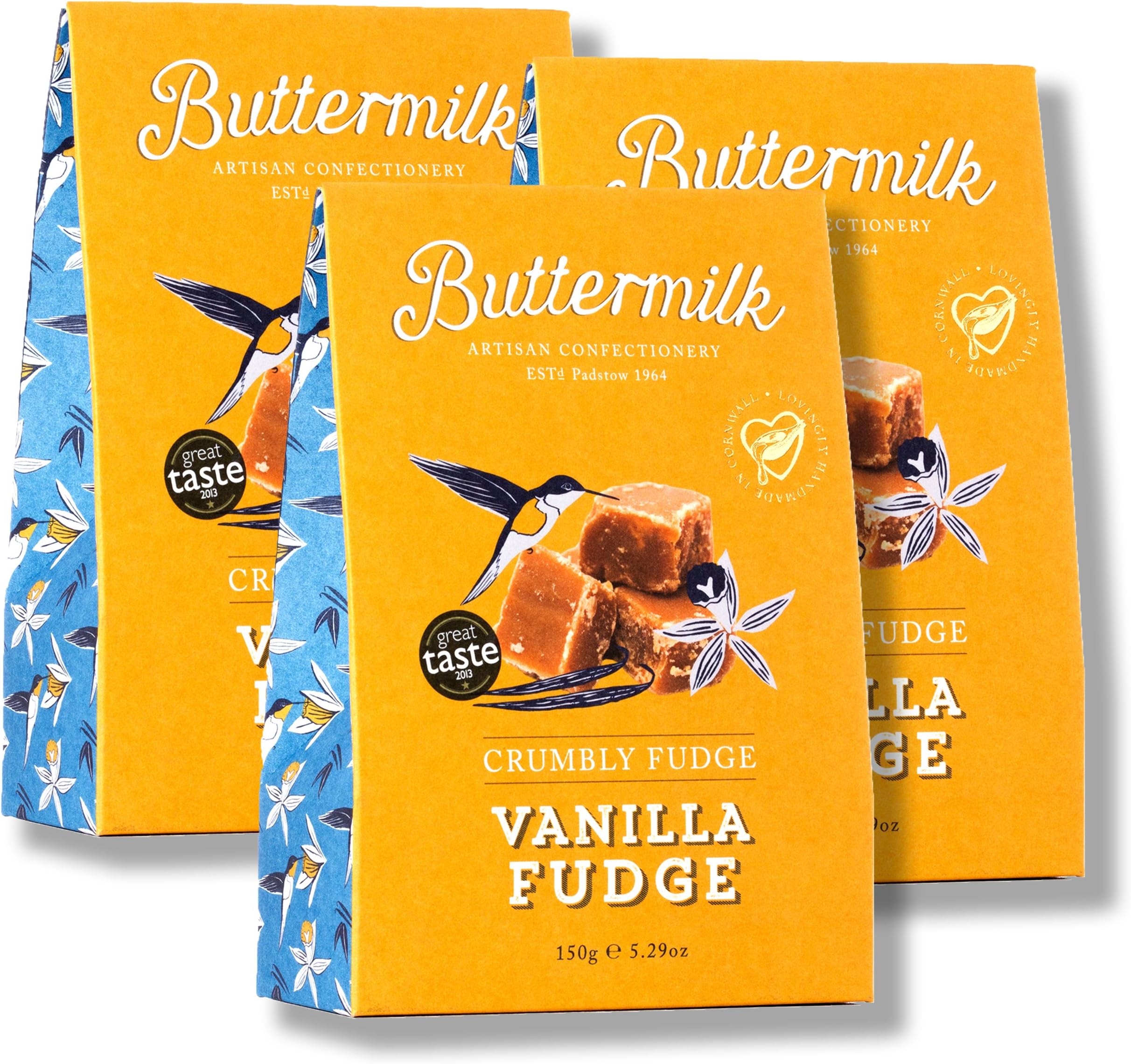 Buttermilk Crumbly Vanilla Fudge (3 x 150g) - Gluten Free - Vegetarian - No Artificial Ingredients - Handmade in Britain