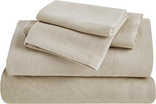 SUPERIOR Juego de sábanas de mezcla de lino y algodón, sábanas para decoración del hogar, ropa de cama sólida moderna que incluye 1 sábana bajera de