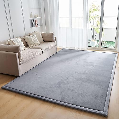 Miniatura 2 de ALEGTER Alfombra de pelo gris coral con parte trasera antideslizante en el reverso del tapete de piso, alfombra grande de color sólido adecuada para