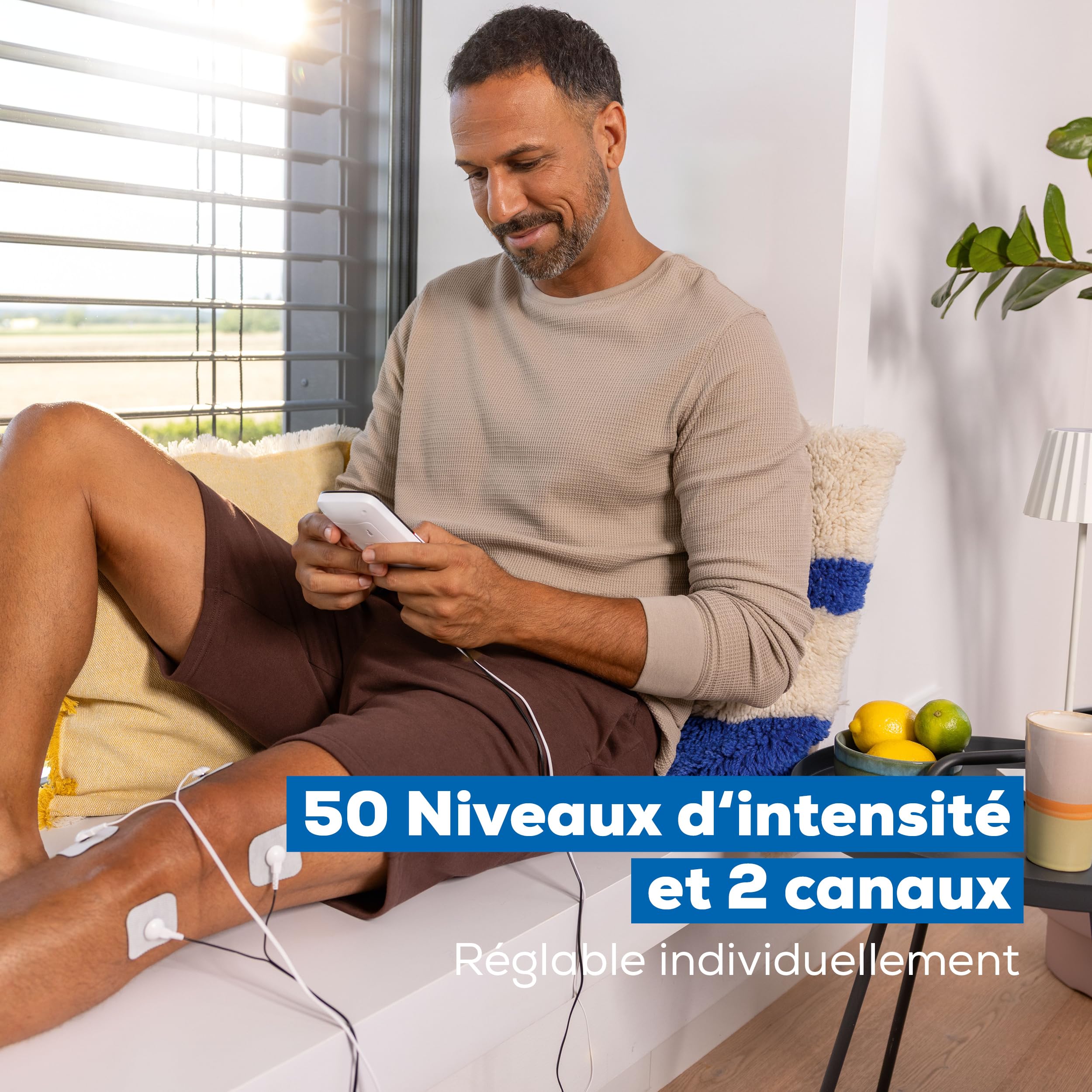 Beurer EM 56 TENS/EMS Électrostimulateur musculaire 3 en 1, pour le soulagement de la douleur sans médicaments, entraînement musculaire, fonction massage, 22 programmes, incl. 4 électrodes