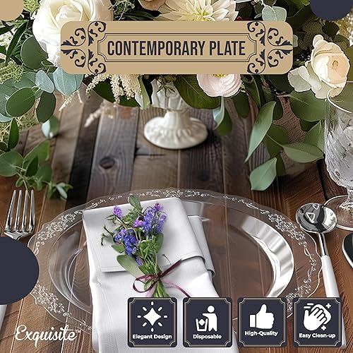 Miniatura 3 de SIZENAME - Platos de plástico desechables, diseño victoriano de calidad premium, color crema, para fiestas y bodas, 60 unidades