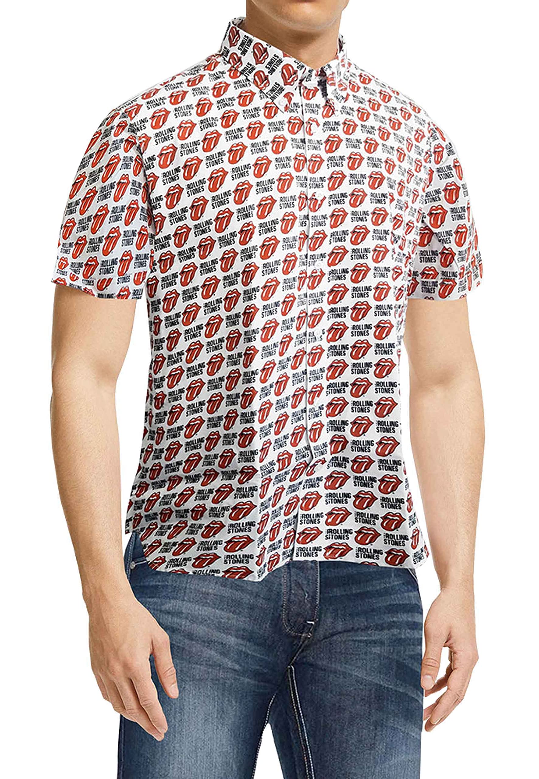 Rolling Stones The Shirt Tongue and Text Official Mens White Unisex L