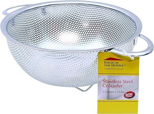 Tablecraft Colador de 1.5 cuartos de galón con asas, acero inoxidable