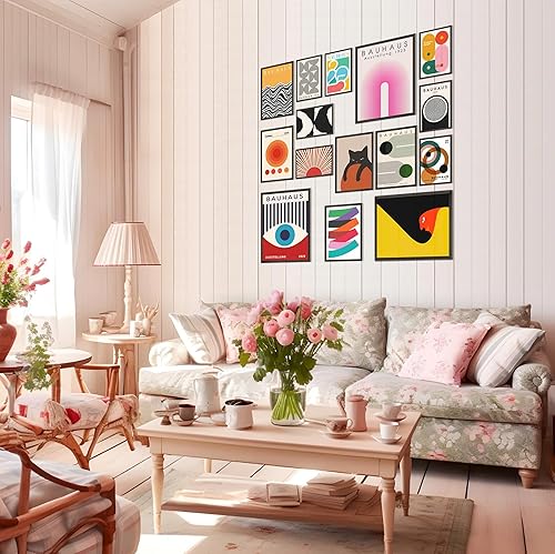 Miniatura 4 de LANCHI95 15PCS Boho Wall Decor – Mid Century Modern Wall Art Boho Posters, Minimalist Posters for Living Room Aesthetic, Bauhaus Wall Art Abstract