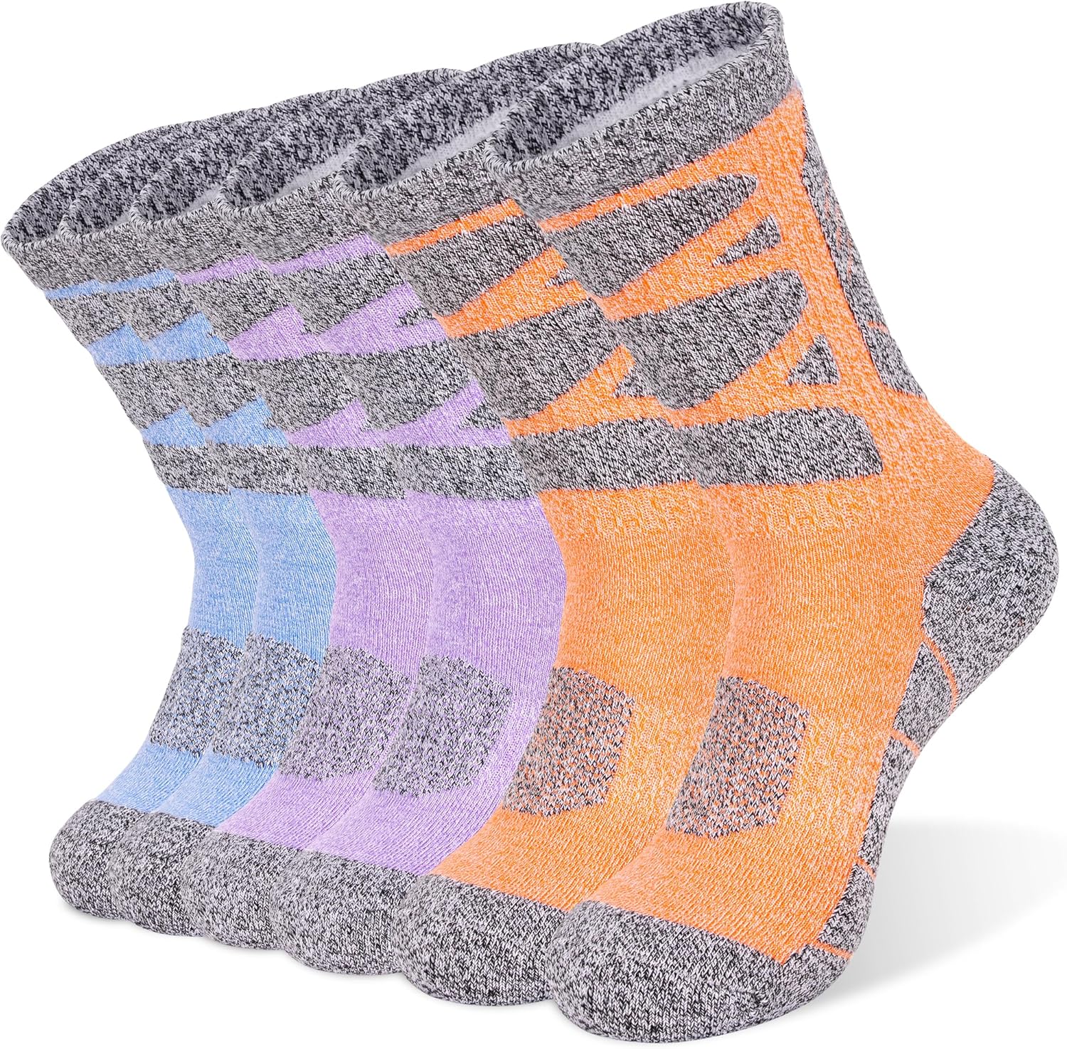 Tphon Womens Hiking Socks Boot Work Crew Cushion Socks Cozy Athletic Sock for Women 3 Pairs