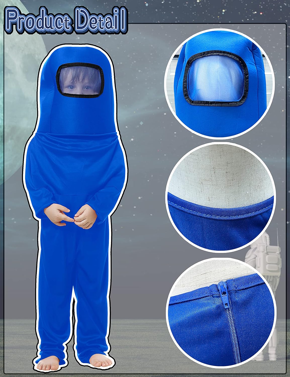 Kids Astronaut Costume Game Space Suit Red Blue Jumpsuit Halloween Backpack Cosplay Costumes for Boys Kids Aged 3-10
