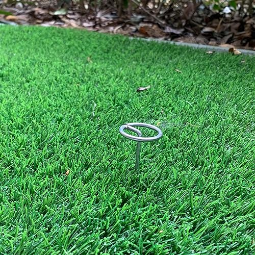 Miniatura 5 de Palmhomee Grapas de jardín galvanizadas antioxidantes para jardín, pasadores circulares para paisaje, cubierta del suelo, estacas de tela para