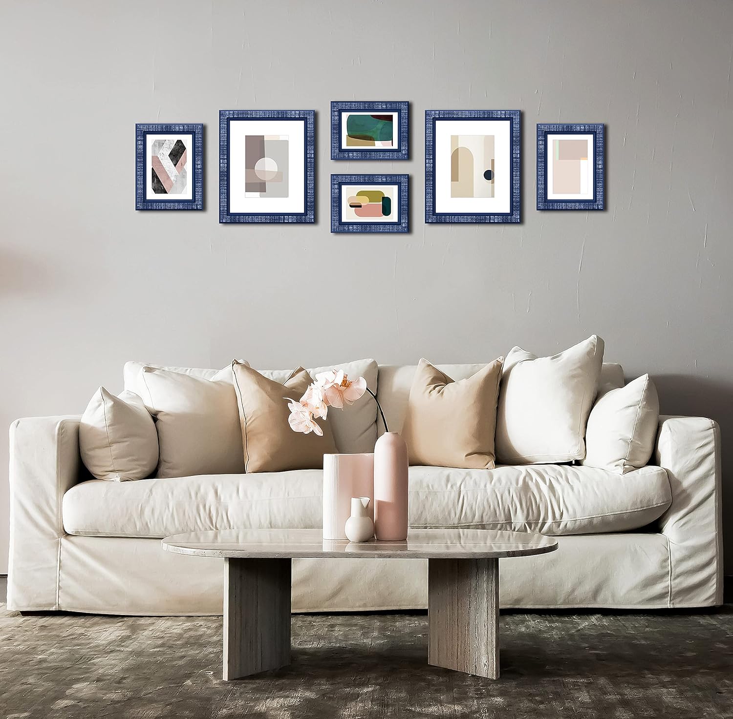 WUIRCCX 4X6 Picture Frames in Bluewash(Set of 4)with HD Real Glass and 3.5X5 Mat, Wall and Tabletop Display, Hanging Hardware Included -