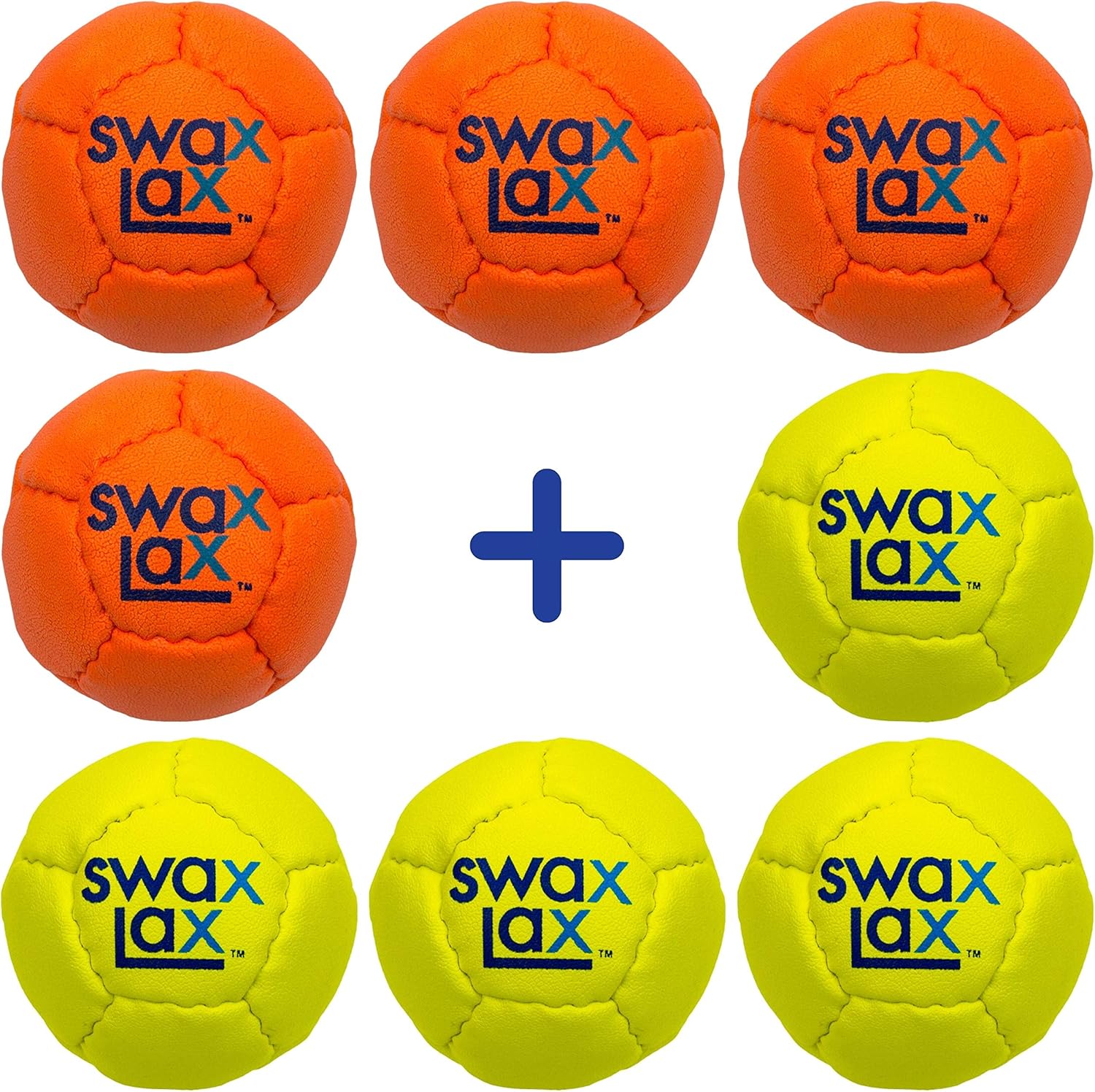 SWAX LAX Orange and Yellow Bundle Lacrosse Training Ball - Indoor & Outdoor Practice Ball with Less Bounce & Reduced Rebounds - Same Size & Weight as Regulation Lacrosse Ball but Soft
