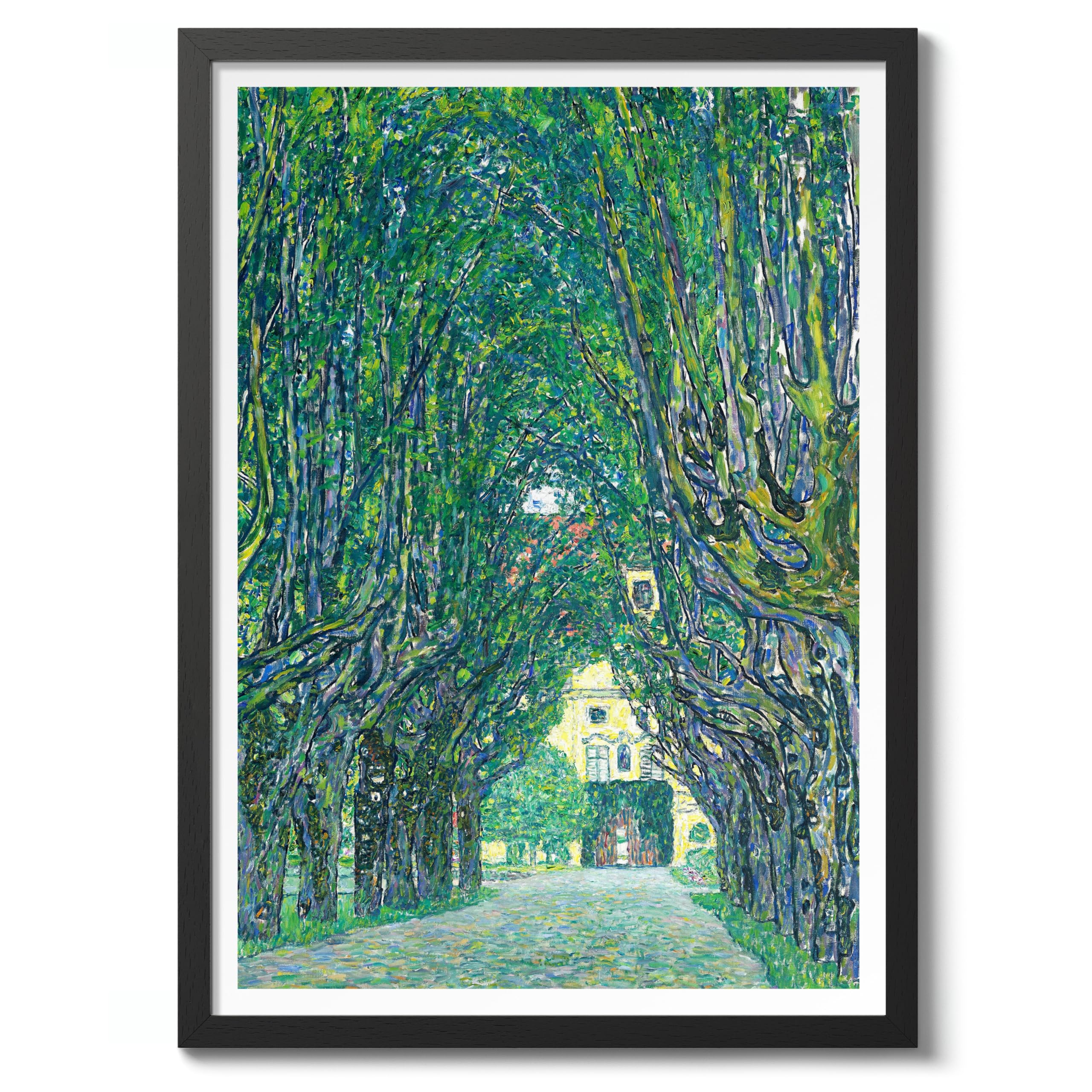 Avenue To Schloss Kammer Gustav Klimt Poster, Classic Famous Oil Painting Print, Modern Art Nouveau Wall Art Home Decor, Archival Matte, A4 (Black Frame) - 29.7x21cm