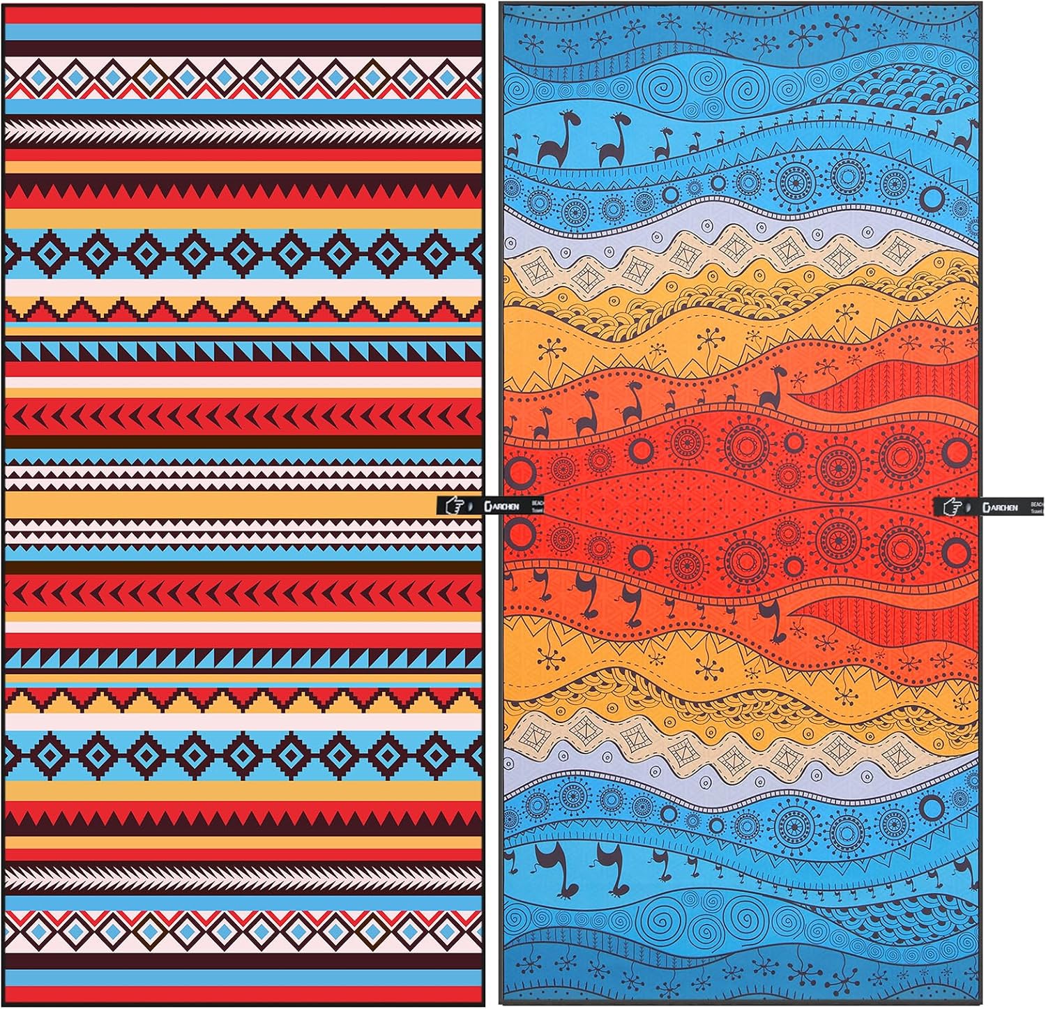 DARCHEN Microfiber Beach Towels Oversize Quick Dry Towel [1 or 4 Pack] - Travel Beach Towel for Swimming Pool, Sand Free Towel(Extra Large XL 70x35, Large 63x32) for Kids Adult, Compact Lightweight